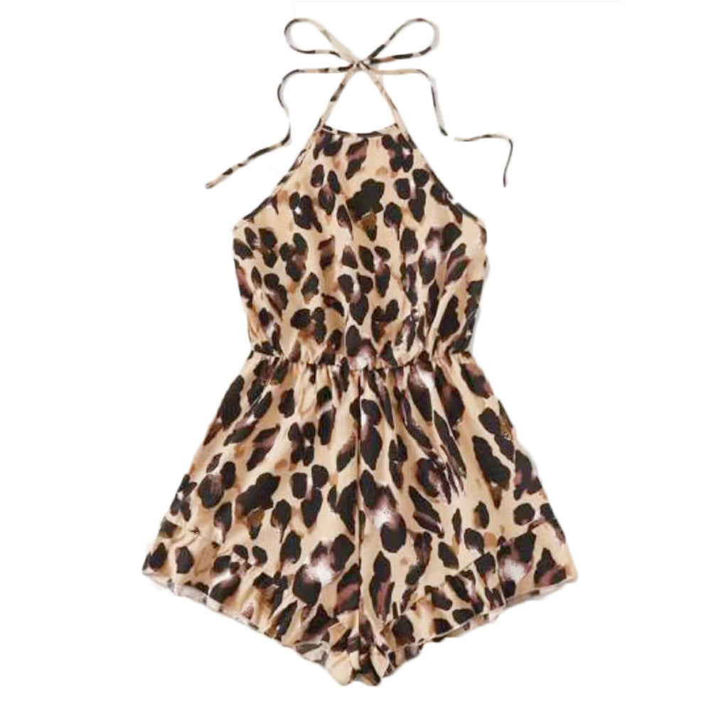 Dame ærmeløs jumpsuit med dyreprint og stropper Stilla