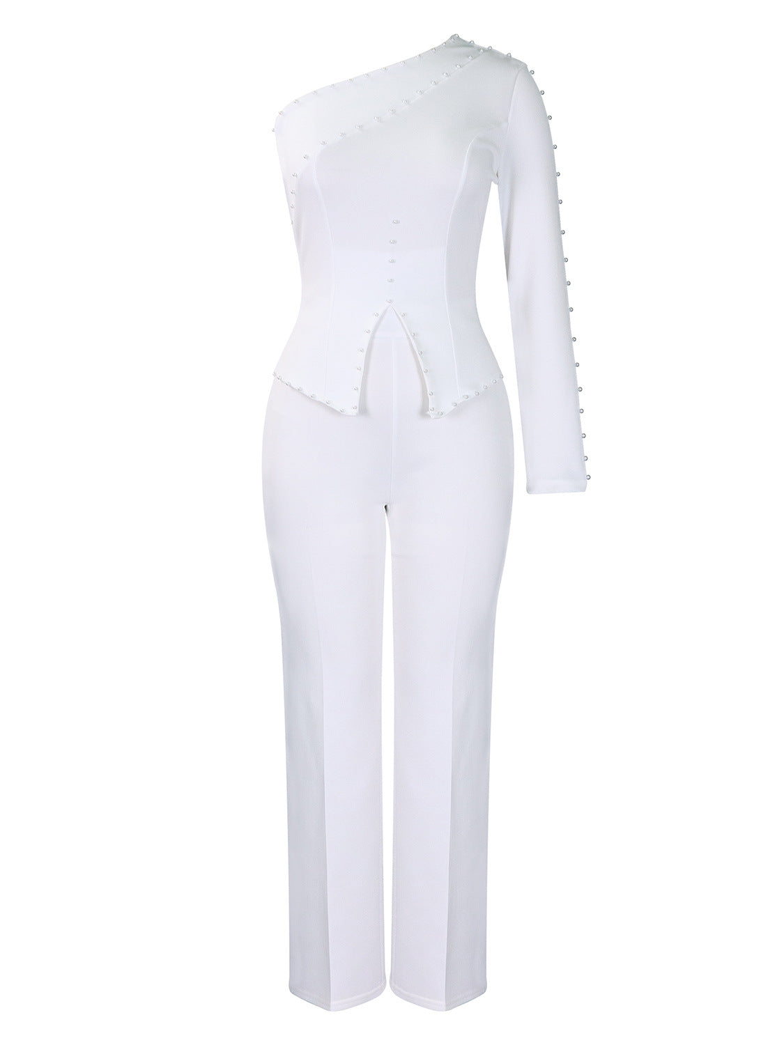 Dame jumpsuit med asymmetrisk design og dekorative elementer Stilla