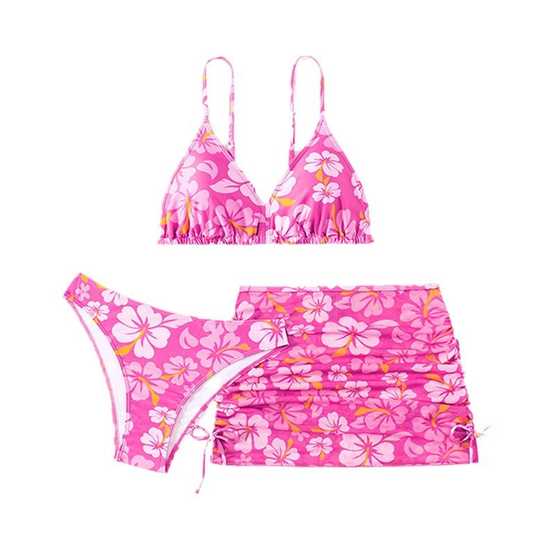Dame bikini sæt med blomstrede omslagsskjørt og justerbare stropper Stilla