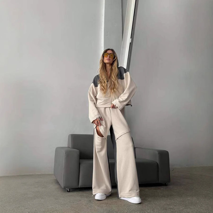 Dame afslappet sporty sæt med brede bukser og række af særlige detaljer Stilla