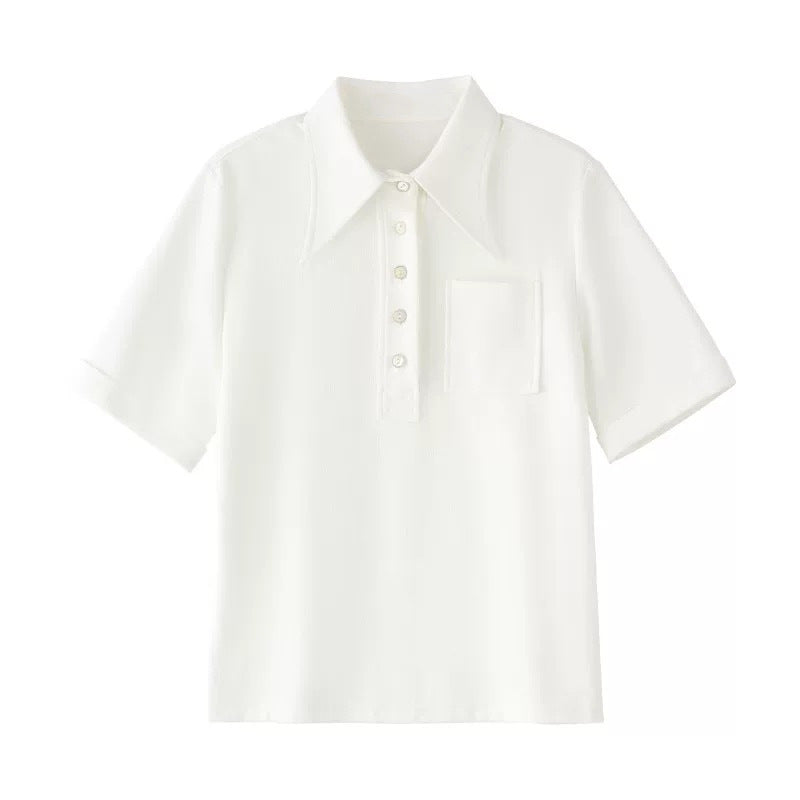 Dame polo shirt med klassisk krave og dekorerende knapdetaljer Stilla
