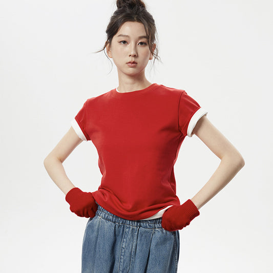 Dame afslappet oversized T-shirt i kvalitetsbomuld med moderne snit Stilla