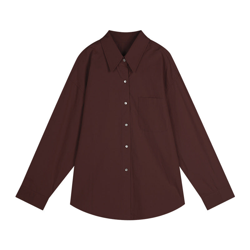 Dame afslappet oversized skjorte med fin struktur og brystlomme Stilla