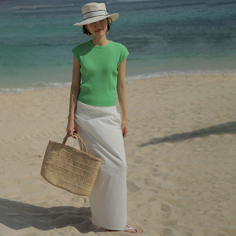 Dame elastisk maxiskørt med højkvalitets strækstof og komfortabel talje Stilla