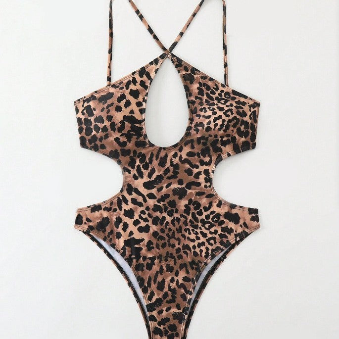 Dame Einteiler Badedragt med unikt cut-out-design og dyremønster Stilla