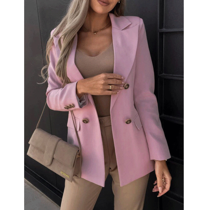 Dame Elegant Blazer i moderne snit med dobbelt knaplukning Stilla