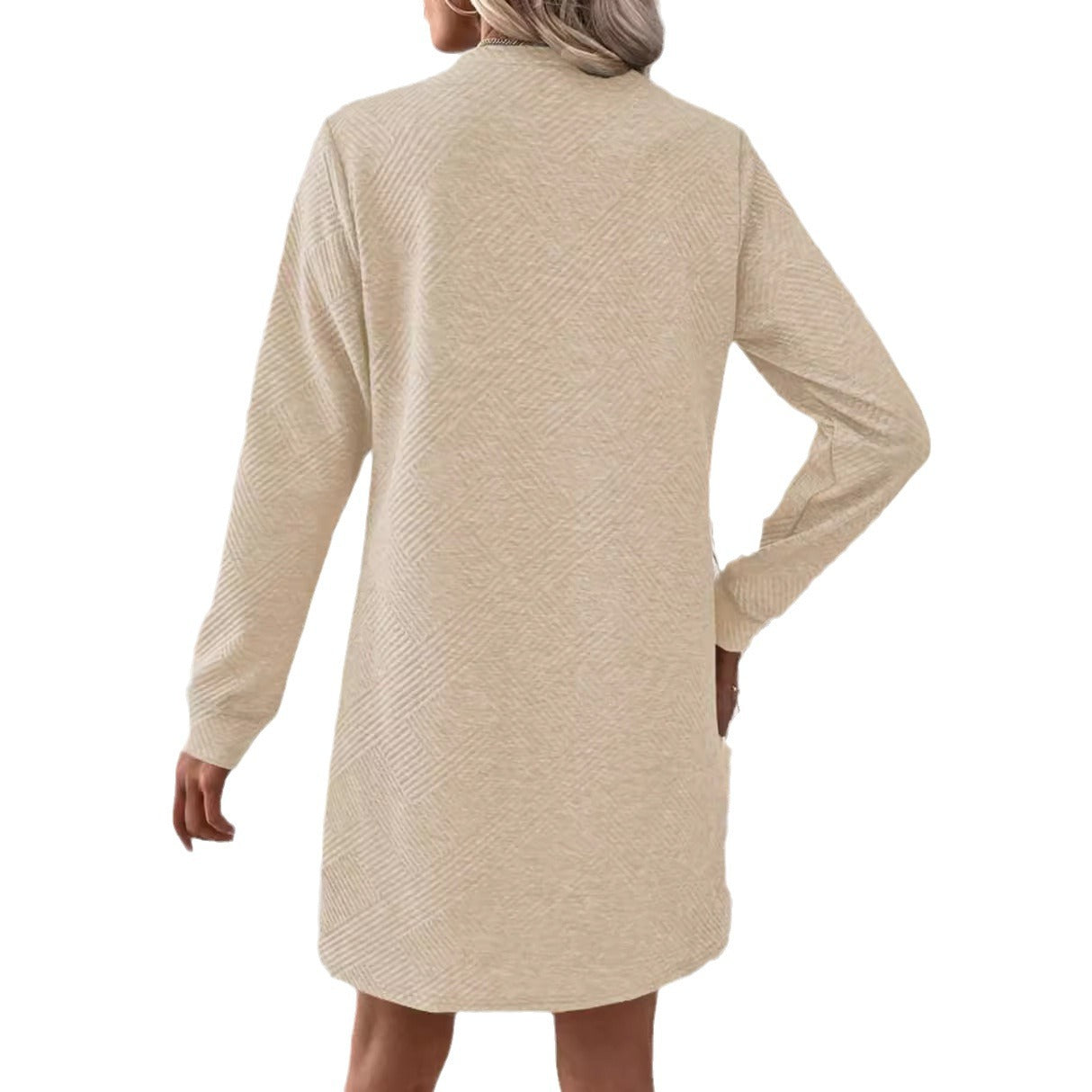 Dame afslappet langærmet kjole med struktureret design og komfortabel skæring Stilla