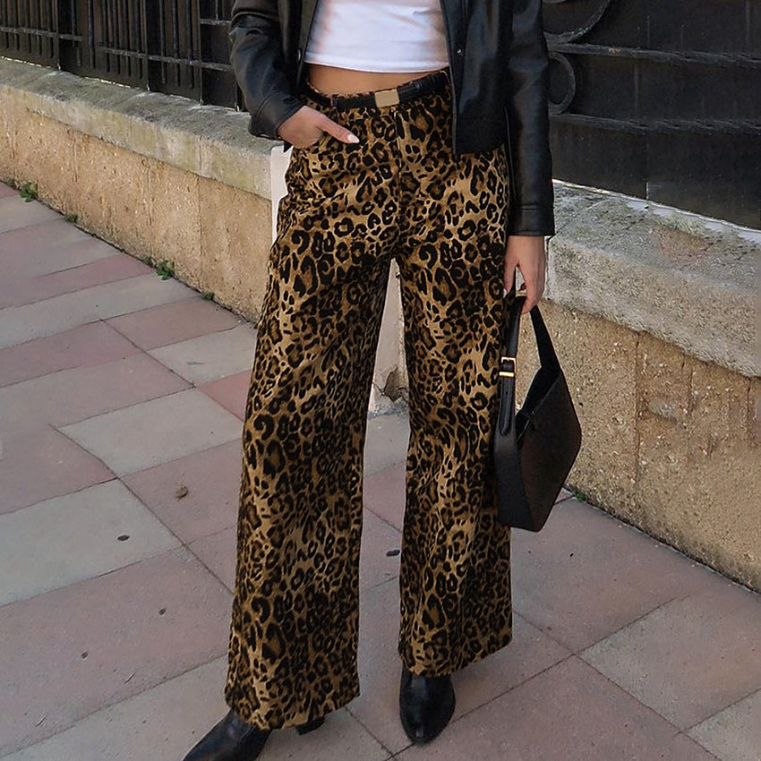 Dame afslappede Palazzo-bukser i trendy leoparddesign Stilla