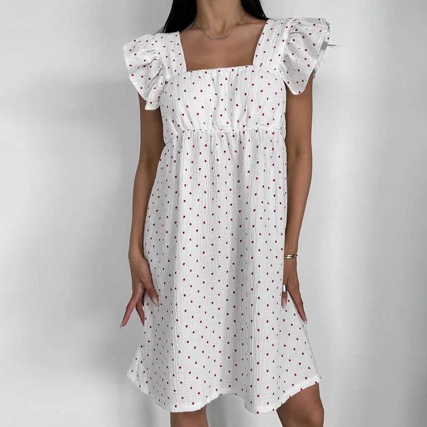 Dame afslappet sommerkjole med flæsedetaljer og elastisk bånd Stilla