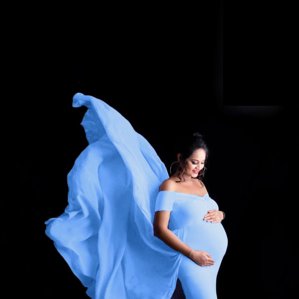 Dame Elegant Graviditets Wrap Kjole Stilla