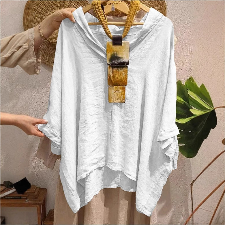 Dame afslappet oversized bluse med hætte og løs pasform Stilla