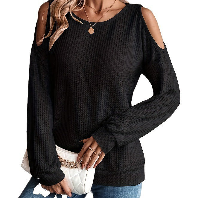 Dame afslappet overdel med åbne skuldre og struktureret design Stilla