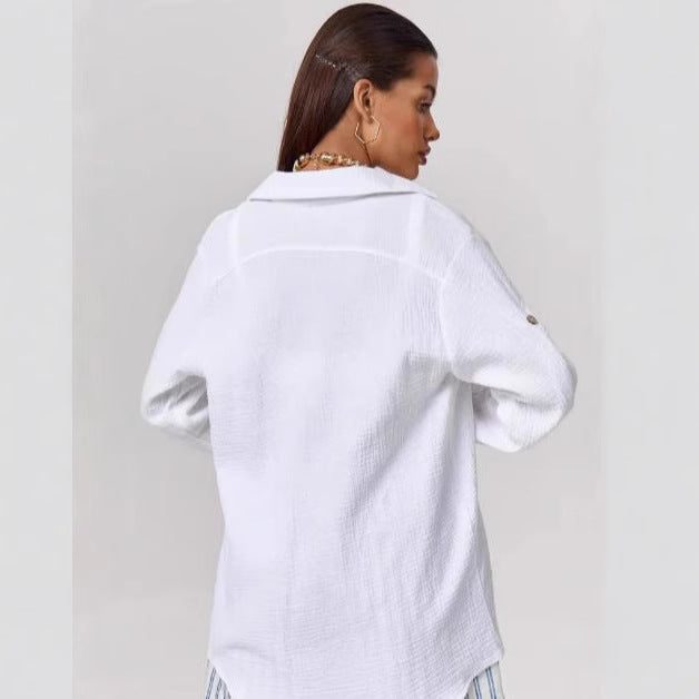 Dame afslappet sommerbluse med knapdetalje Stilla