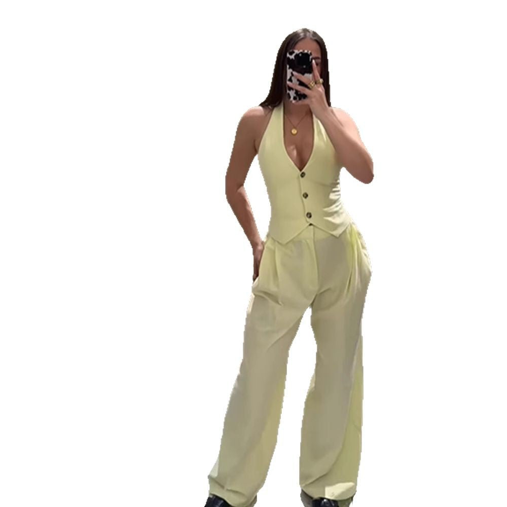 Dame elegant jumpsuit med figursyet overdel og vide ben Stilla