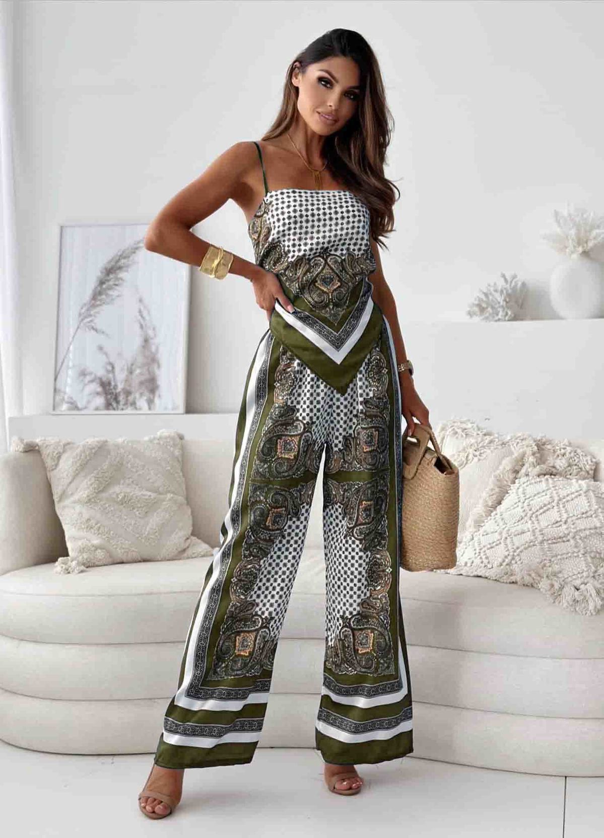 Dame Jumpsuit med elegant print og bred pasform Stilla