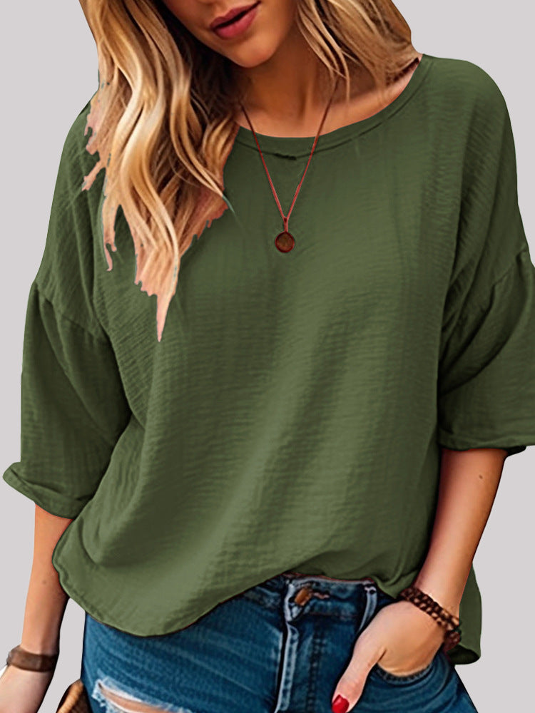 Dame afslappet longsleeve overdel med minimalistisk struktur og løs pasform Stilla