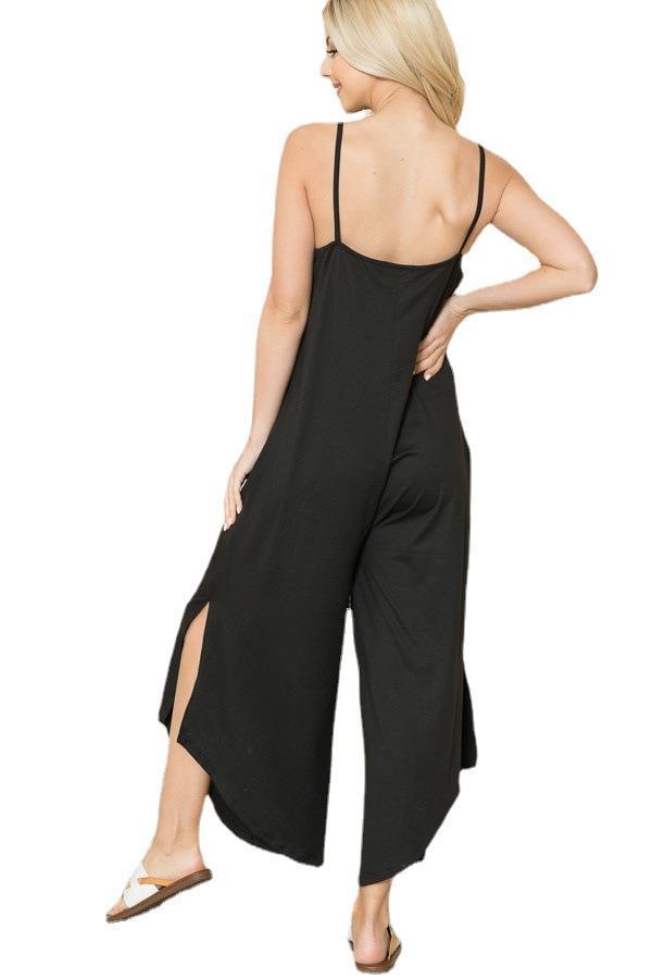 Damer spaghetti stropper løstsiddende jumpsuit med lommer Stilla