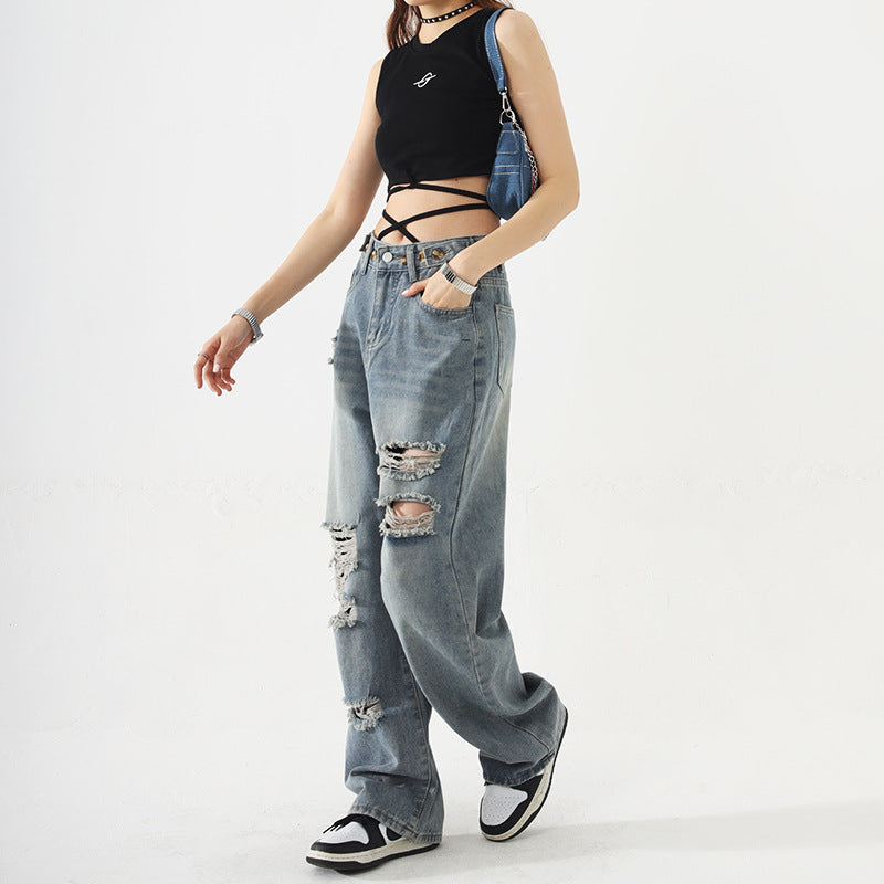 Dame Distressed Relaxed Fit Jeans Stilla