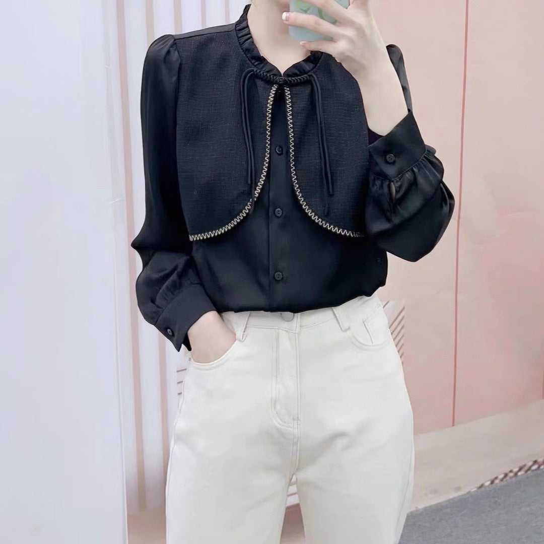 Dame elegant bluse med aftagelige skulderpuder Stilla