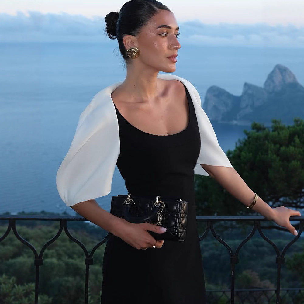 Dame Elegant kjole med skulderfri design og voluminøse ærmer Stilla