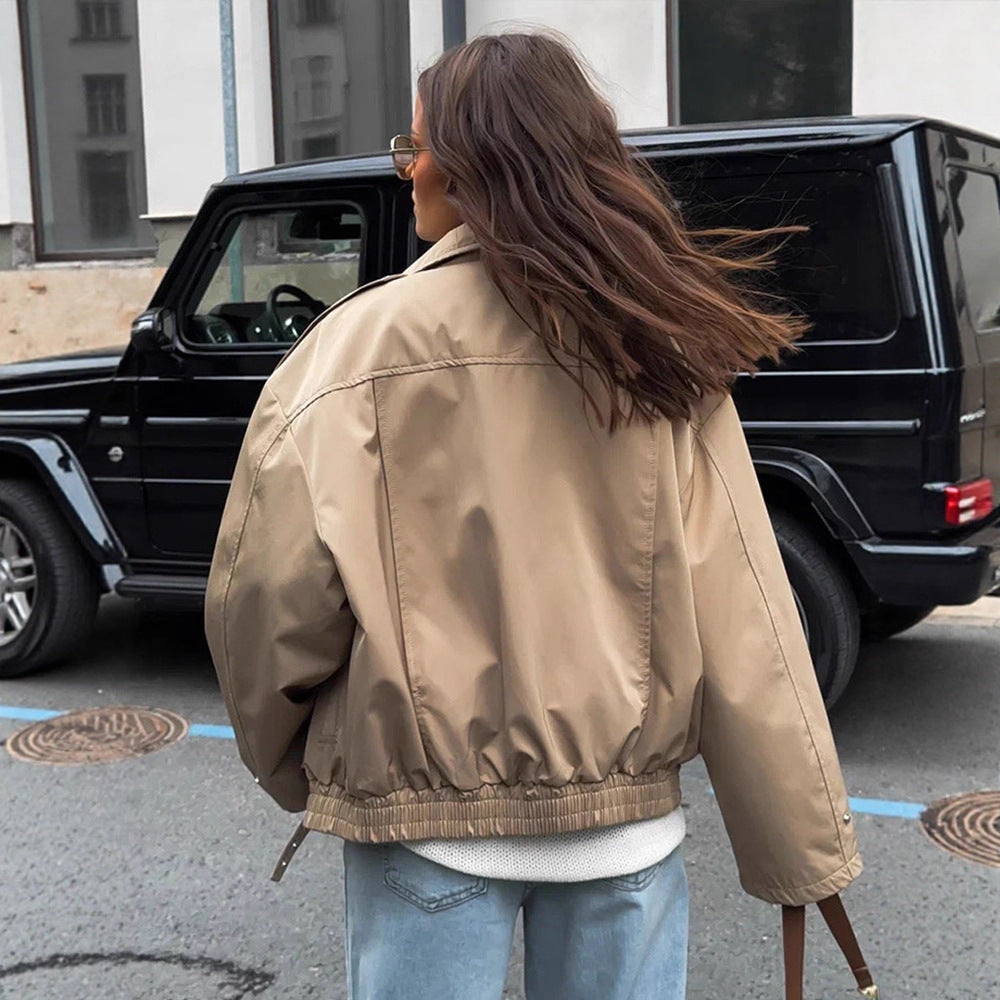 Dame afslappet oversized jakke med stilfuld revers Stilla