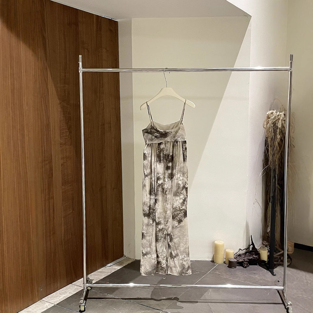 Dame afslappet maxikjole med fine stropper og unikt batikmønster Stilla