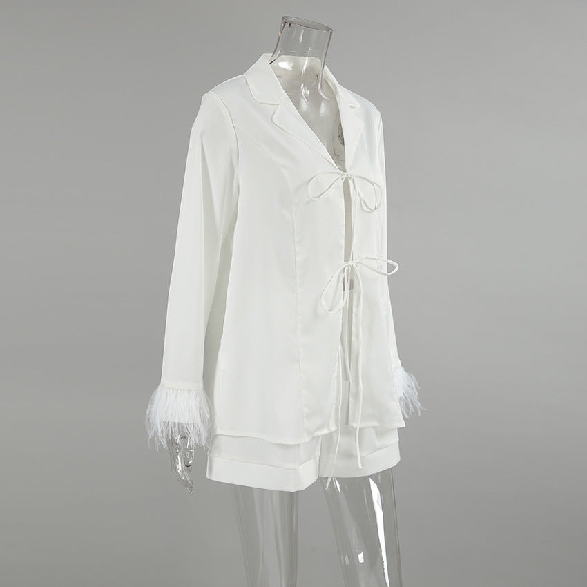 Dame afslappet satin natkjole med flæse detaljer Stilla