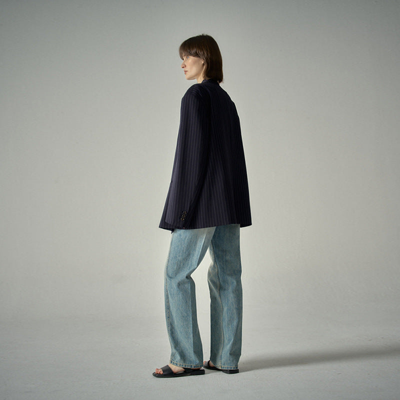 Dame Elegant Dobbeltbrystet Blazer i Vintage-stil med Indsnit Stilla