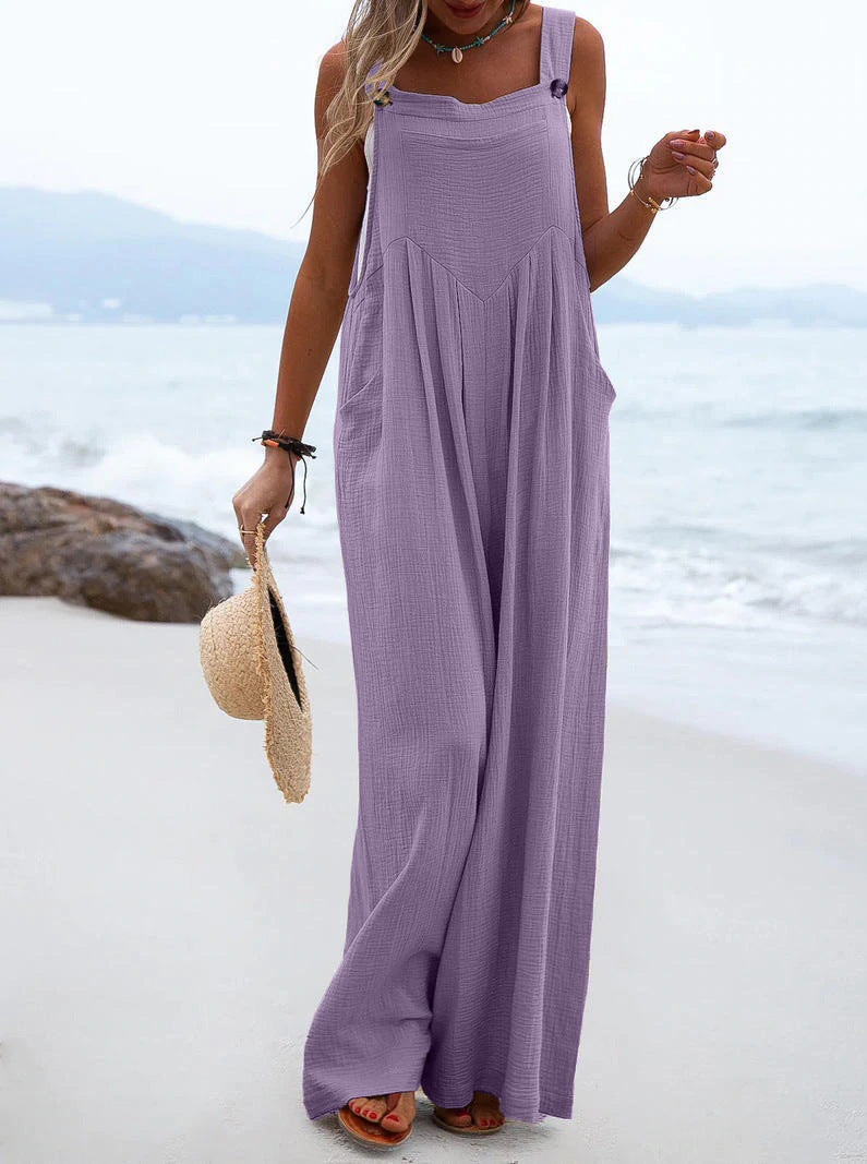 Dame Casual Jumpsuit med brede ben og lommer Stilla