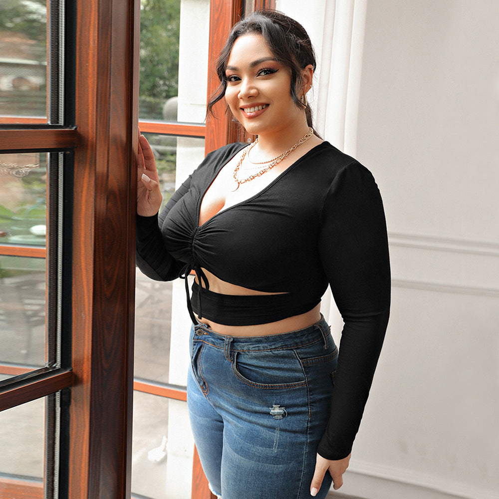 Dame elegant cropped langærmet skjorte med raffinerede snøre detaljer Stilla