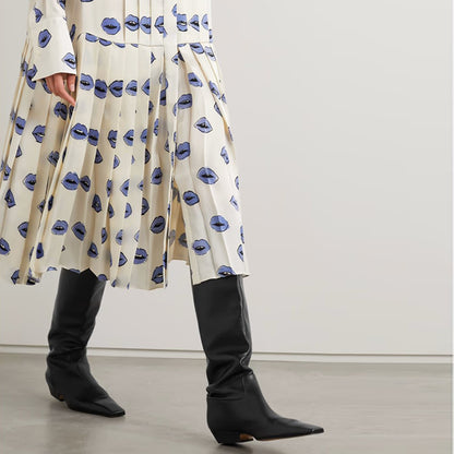 Femme Sleek Spidsfod Lårhøje Stiletto Støvler Stilla