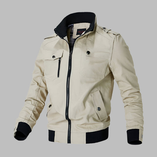 Stilla | Bomberjakke Bomuld Afslappet Pasform Lynlås Ribbet Bund