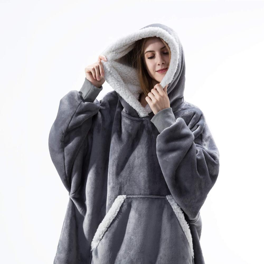 Stilla | Hættetrøje Fleece Tæppe Med Ærmer One Size