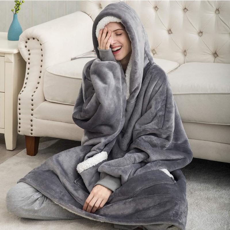 Stilla | Hættetrøje Fleece Tæppe Med Ærmer One Size