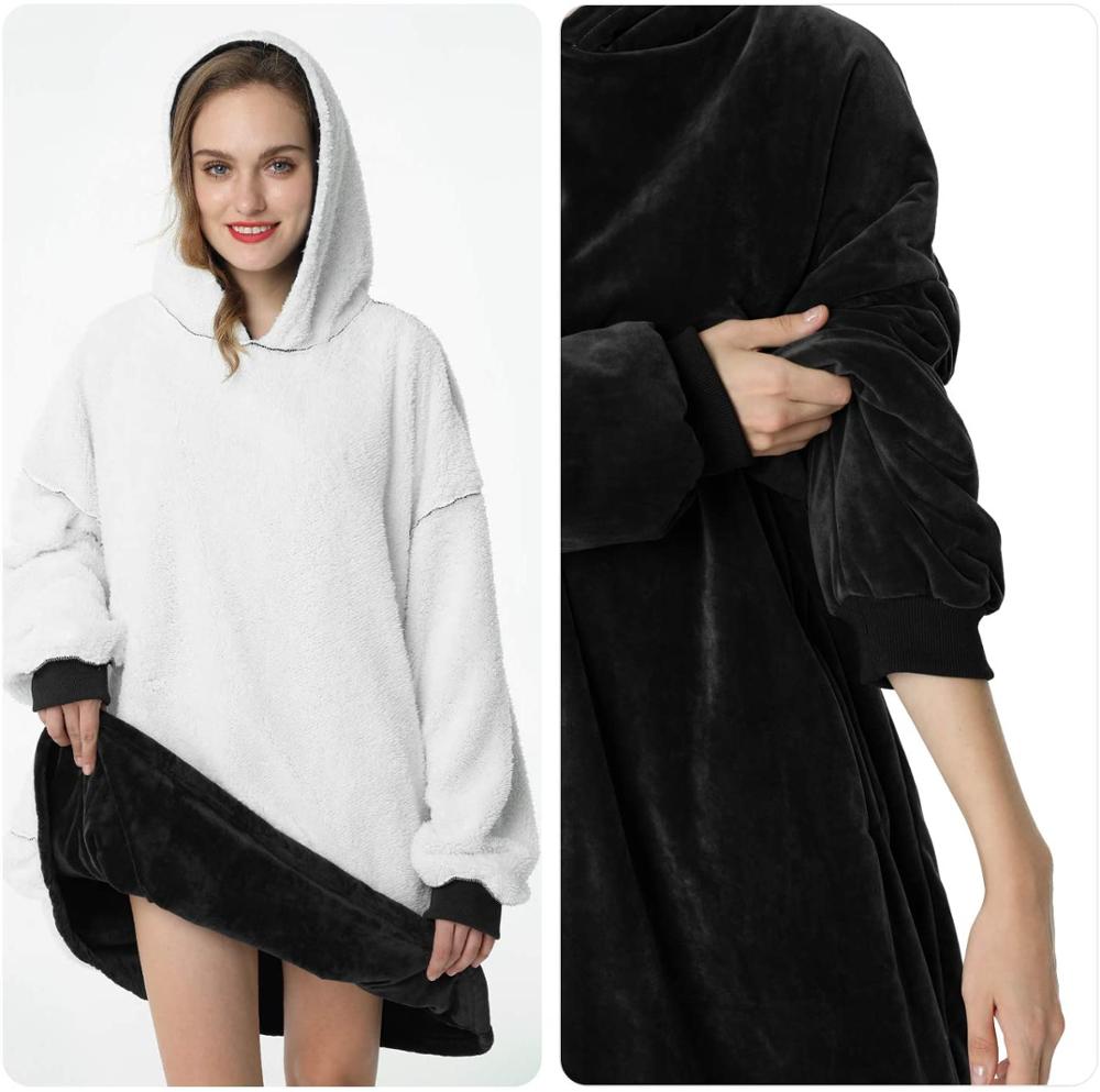 Stilla | Hættetrøje Fleece Tæppe Med Ærmer One Size