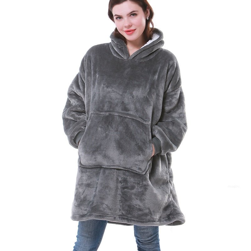 Stilla | Hættetrøje Fleece Tæppe Med Ærmer One Size