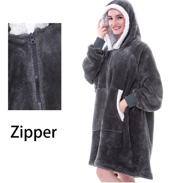 Stilla | Hættetrøje Fleece Tæppe Med Ærmer One Size