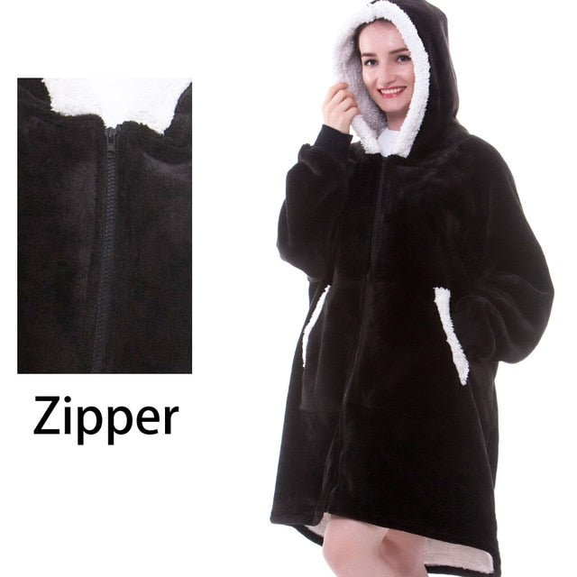 Stilla | Hættetrøje Fleece Tæppe Med Ærmer One Size