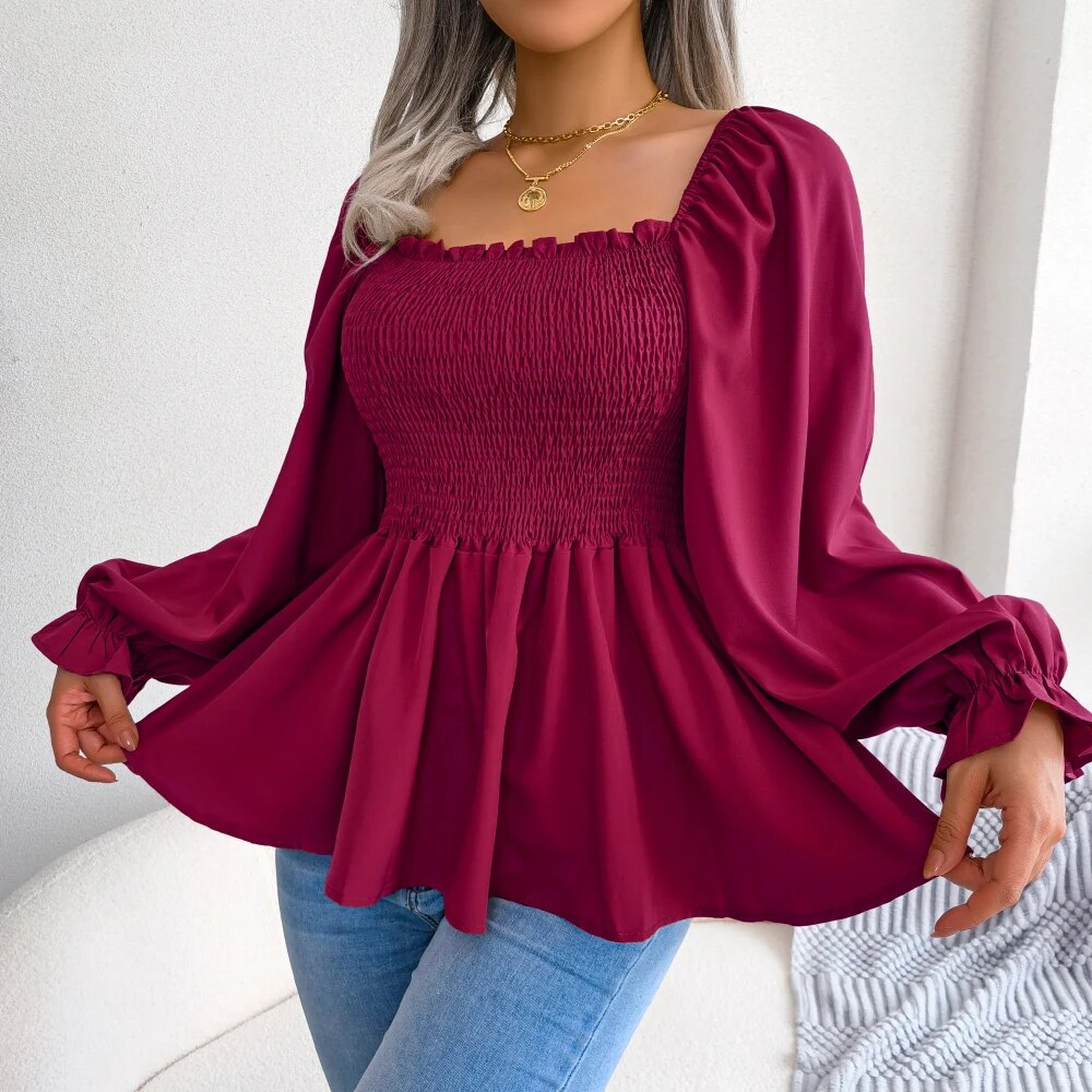 Stilla | Bluse Smocket Bluse Med Pufærmer