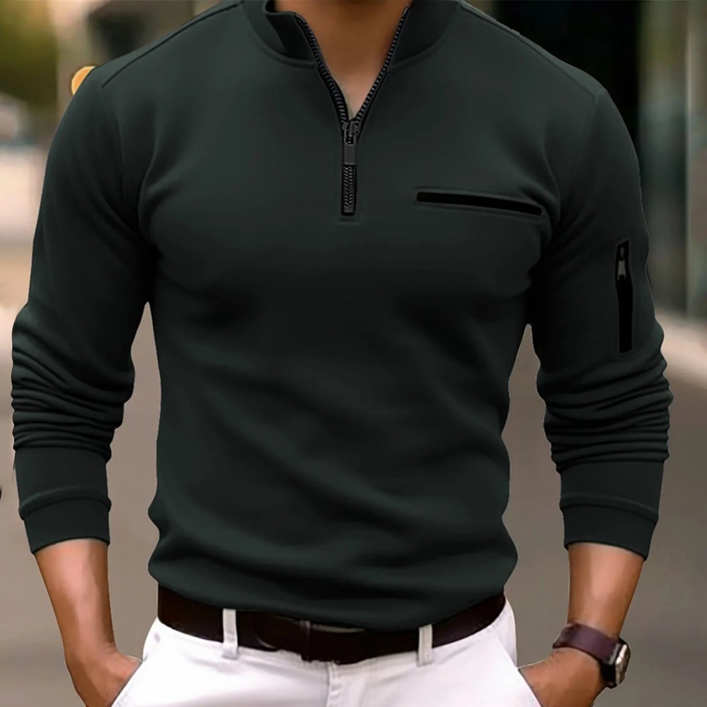 Stilla | Langærmet Zip-Up Poloshirt