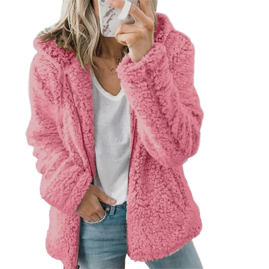 Stilla Dame mode | Elegant bjørn teddy pels frakke: Blød fleece frakke med lommer og lynlås