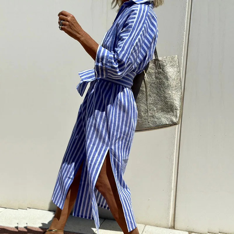 Stilla | Elegante Striped Shirt Kjole