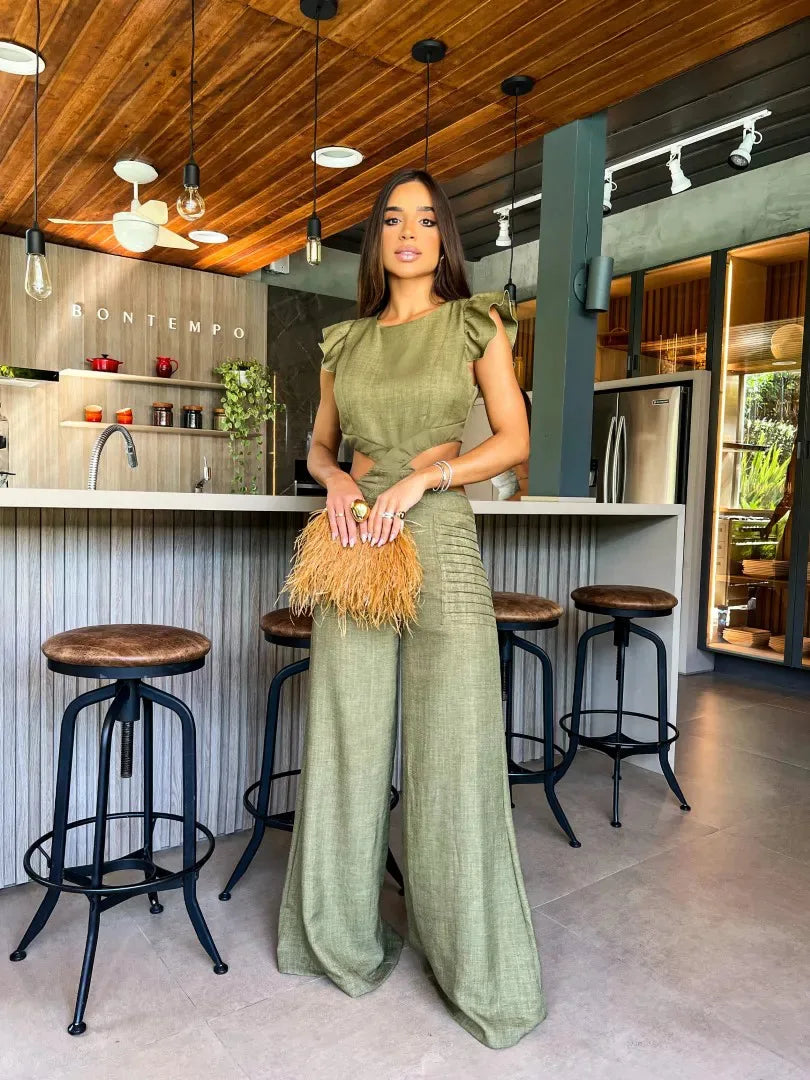Stilla | Elegant, Enkelt, Ærmeløs Jumpsuit Med Bredt Ben