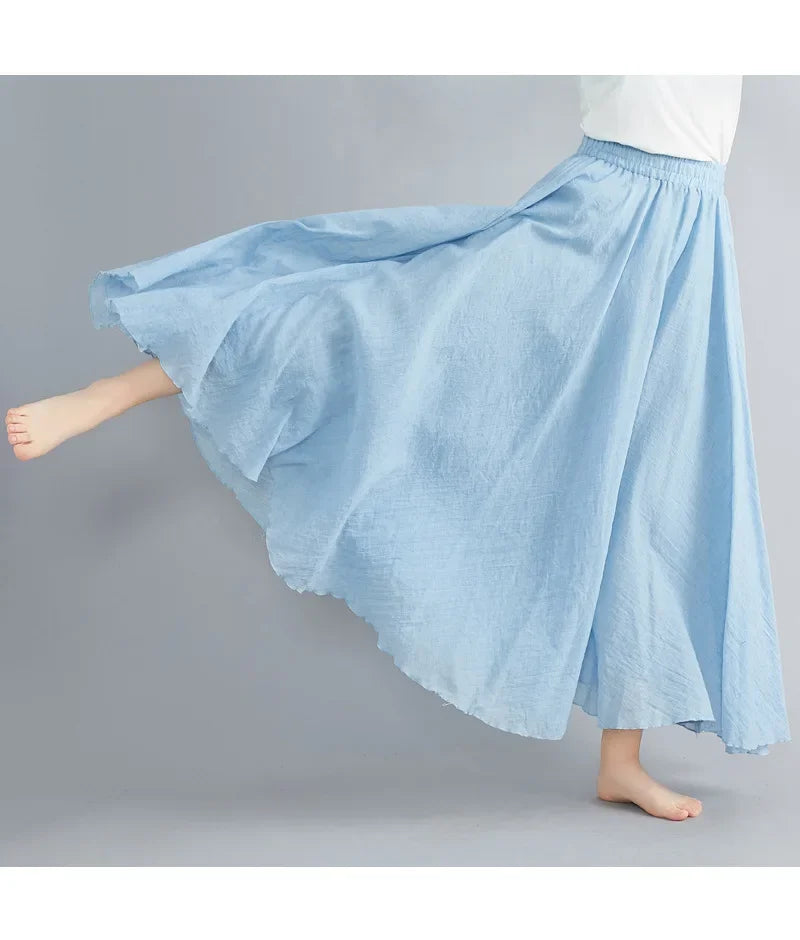 Stilla | Mode Bomulds Linned Tøj Kvinder Nederdele Maxi Y2k Elegant Strand Saia Ropa Mujer Afslappet Kjole Boho Lang Nederdel Faldas Harajuku
