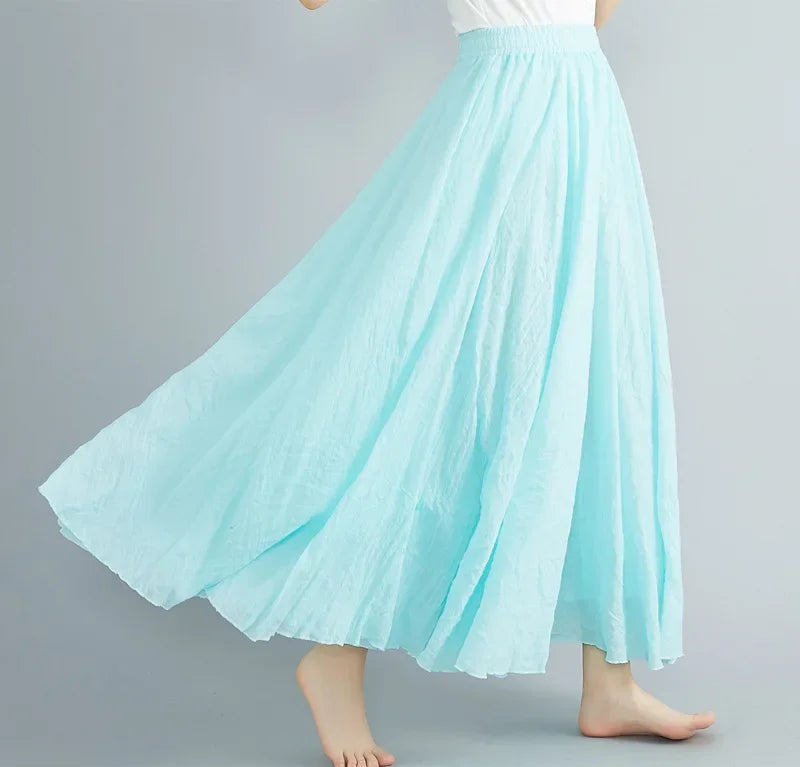Stilla | Mode Bomulds Linned Tøj Kvinder Nederdele Maxi Y2k Elegant Strand Saia Ropa Mujer Afslappet Kjole Boho Lang Nederdel Faldas Harajuku