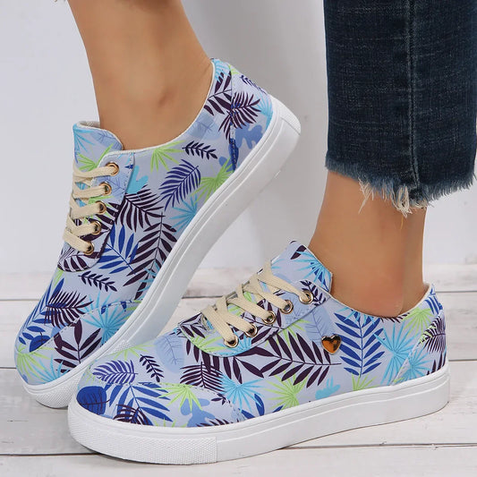 Stilla | Hibiscus Print Afslappede Flade Sko