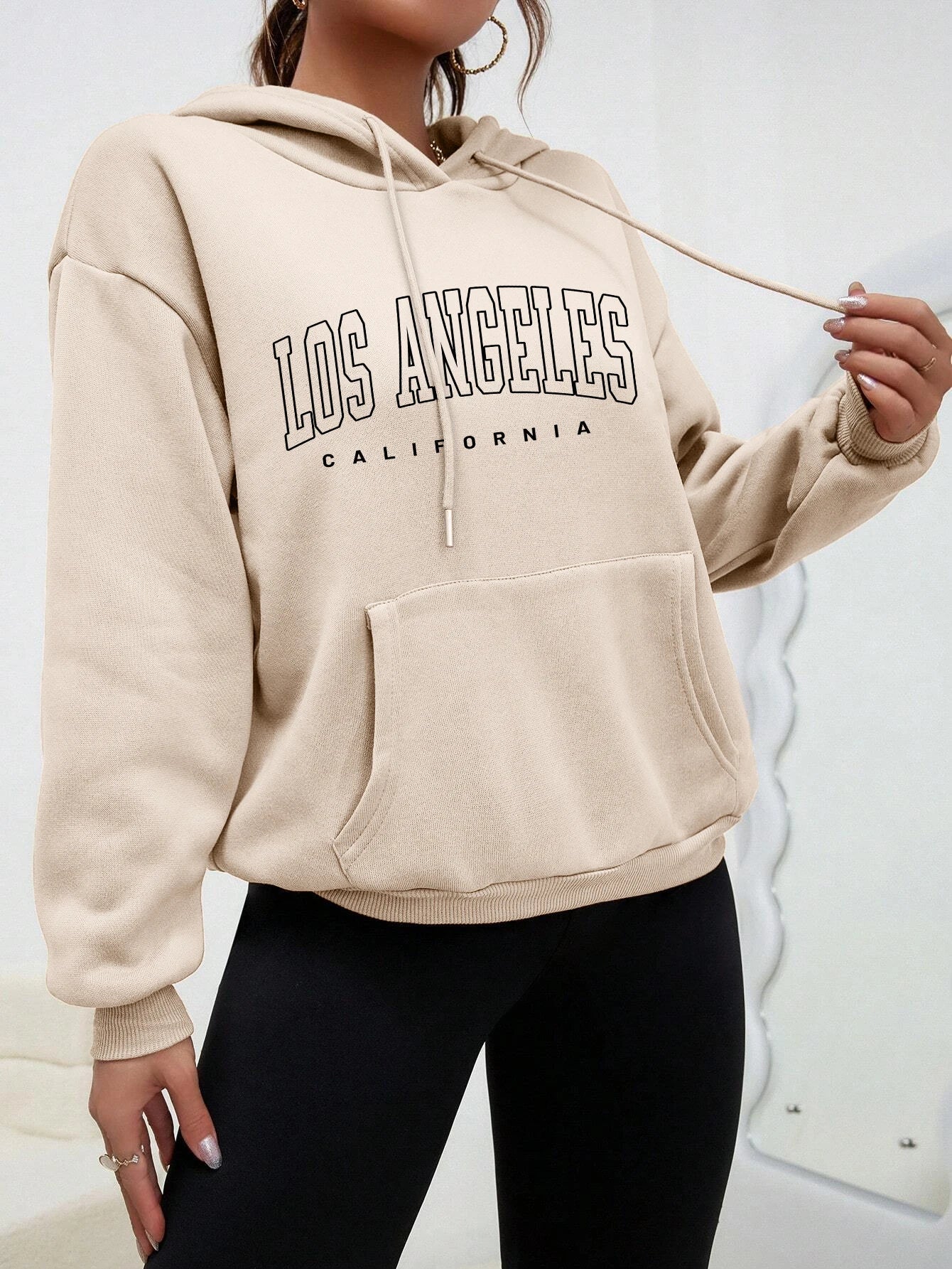 Stilla | Sweatshirt med hætte Oversize Trykt Los Angeles til kvinder