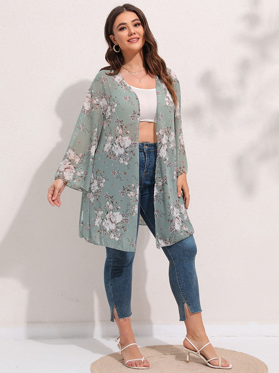 Stilla | Dame Kimono Størrelse Oversize Af Silke Chiffon