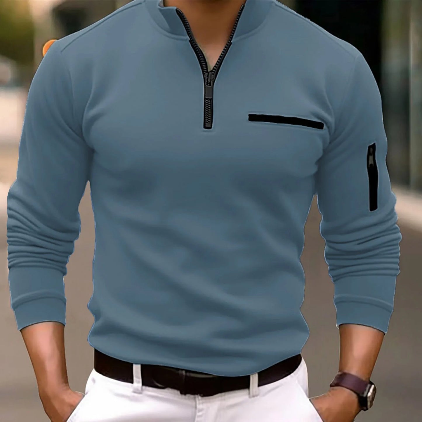 Stilla | Langærmet Zip-Up Poloshirt