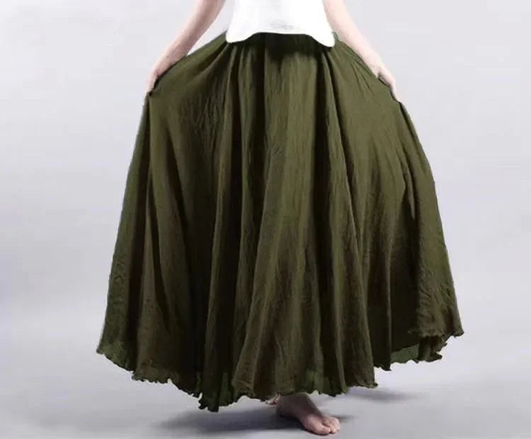 Stilla | Mode Bomulds Linned Tøj Kvinder Nederdele Maxi Y2k Elegant Strand Saia Ropa Mujer Afslappet Kjole Boho Lang Nederdel Faldas Harajuku